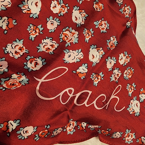 Coach Red Floral Women's Scarf - Picture 1 of 5